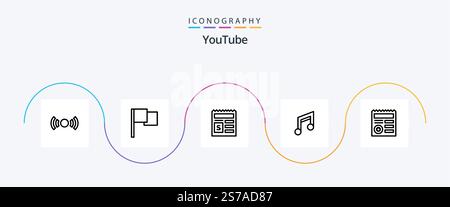 Youtube Line 5 Icon Pack Including basic. mobile. basic. design. app Stock Vector