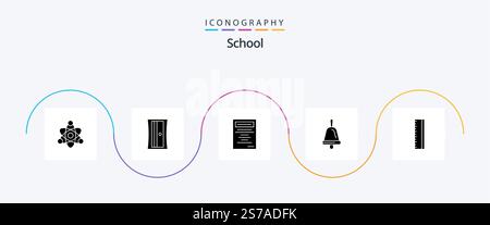 School Glyph 5 Icon Pack Including . study. school. education Stock Vector