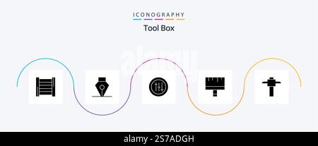 Tools Glyph 5 Icon Pack Including . seo. pick. tools Stock Vector