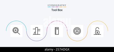Tools Line 5 Icon Pack Including . unlocked. Stock Vector