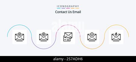 Email Line 5 Icon Pack Including retrieve. email. document. download. mail Stock Vector