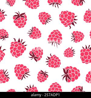 Seamless raspberry pattern. Vector berry print Stock Vector