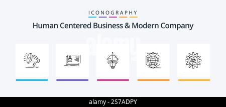 Human Centered Business And Modern Company Line 5 Icon Pack Including user. making. staff. mind. message. Creative Icons Design Stock Vector
