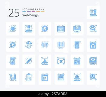 Web Design 25 Blue Color icon pack including digital. print. design. web. design Stock Vector