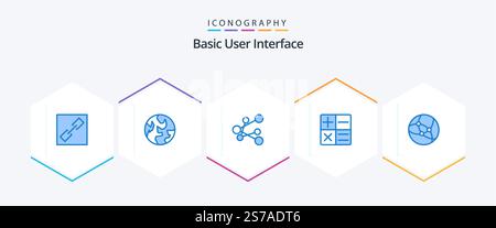 Basic 25 Blue icon pack including . share. . network Stock Vector