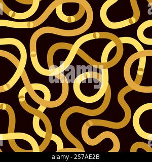 Golden swirl lines seamless pattern. Vector abstract illustration Stock Vector