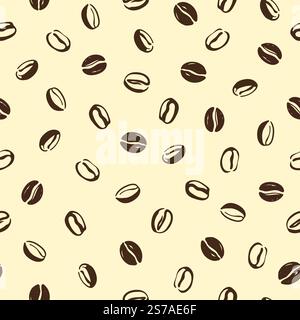 Seamless doodle coffee beans pattern. Hand drawn vector ilustration Stock Vector