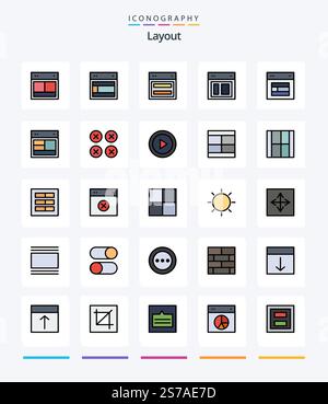 Creative Layout 25 Line FIlled icon pack  Such As layout. design. ui. layout. draw Stock Vector