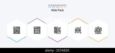 Web Pack 25 Line icon pack including html.mouse. graphic. creative Stock Vector