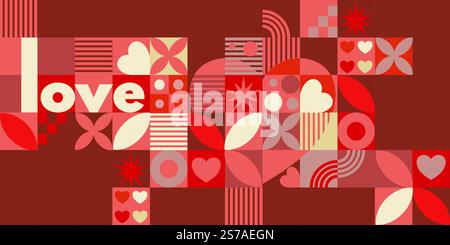 Valentines day, love, heart - bauhaus background Stock Vector