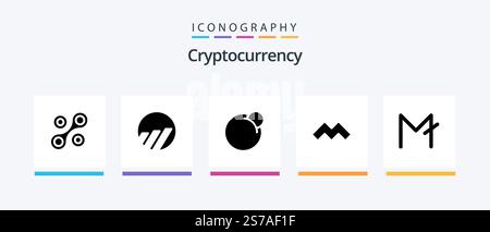 Cryptocurrency Glyph 5 Icon Pack Including cryptocurrency. mysterium . crypto currency. crypto. Creative Icons Design Stock Vector