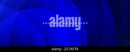 Blue abstract background with circles and curves. Wide vector illustration modern graphic design banner template for presentation, annual report Stock Vector