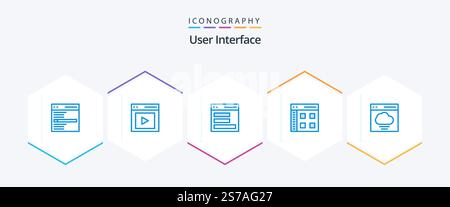 User Interface 25 Blue icon pack including interface. app. user. interface Stock Vector