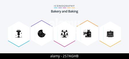 Baking 25 Glyph icon pack including brownie. meat mixer. baking. meat grinder. food mincer Stock Vector