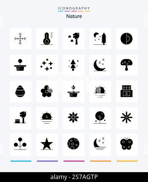 Creative Nature 25 Glyph Solid Black icon pack  Such As plant. nature. cloud. geology. tree Stock Vector