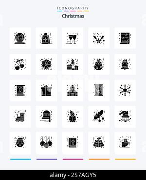 Creative Christmas 25 Glyph Solid Black icon pack  Such As funny. star. shopping. fallen. wine Stock Vector
