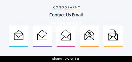 Email Line 5 Icon Pack Including mail. open. open. email. message. Creative Icons Design Stock Vector