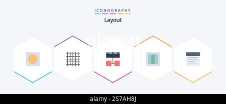 Layout 25 Flat icon pack including . website. layout. web. map Stock Vector