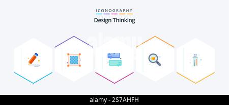 Design Thinking 25 Flat icon pack including . connector. message. cable. thinking Stock Vector