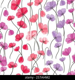 Seamless  floral pattern. Vector poppy flower print Stock Vector