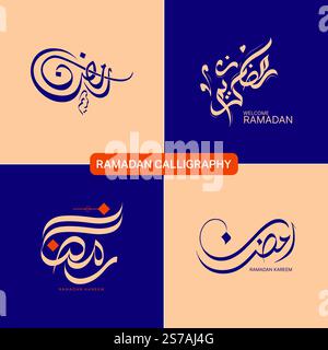 Ramadan Kareem Arabic Calligraphy designs, Ramadan Mubarak, Calligraphy Packs, Ramadan Collections, Ramadan 2025 Stock Vector