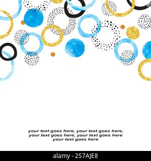 Abstract vector celebration background with blue and golden watercolor circles Stock Vector
