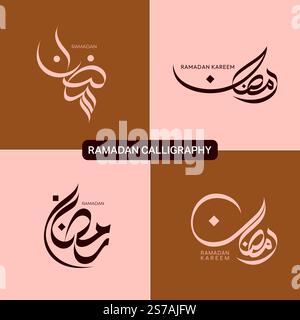 Ramadan Kareem Arabic Calligraphy designs, Ramadan Mubarak, Calligraphy Packs, Ramadan Collections, Ramadan 2025 Stock Vector