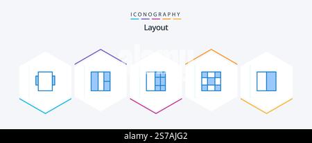 Layout 25 Blue icon pack including . Stock Vector