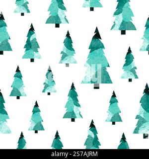 Seamless abstract Christmas trees pattern. Vector fir tree background. Wrapping paper design Stock Vector