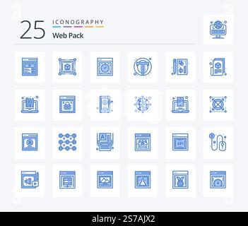 Web Pack 25 Blue Color icon pack including web. text. computer. photo. web Stock Vector