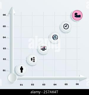 Paper stepwise economic graph. Infographics with icons Stock Vector