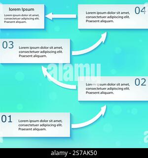 Paper turn-based scheme with arrows. Infographics, brochure template Stock Vector