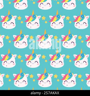 Unicorn pattern. Vector illustration in flat style. Stock Vector