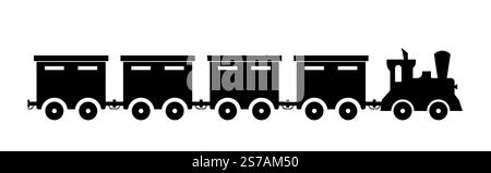 Black and white train image in illustrator on a white background Stock Vector