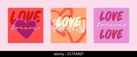Valentine's day posts instagram template set for social networks. Vector mobile story and post wallpaper layout for promotion. Happy Valentine's Day g Stock Vector