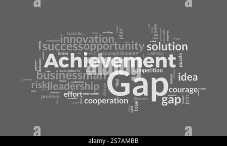 Achievement Gap word cloud template. Achievement Gap concept vector tagcloud background. Stock Vector
