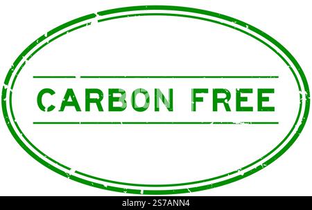 Grunge green carbon free word with star icon round rubber seal stamp on ...
