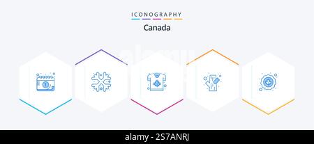 Canada 25 Blue icon pack including circle. wood. autumn. tree. snowy Stock Vector