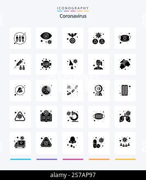 Creative Coronavirus 25 Glyph Solid Black icon pack  Such As user. group. virus infected. flu. flu Stock Vector