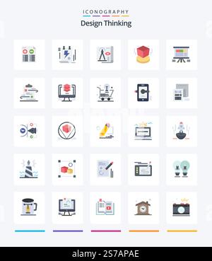 Creative Design Thinking 25 Flat icon pack  Such As object. box. clipboard. 3d. paper Stock Vector