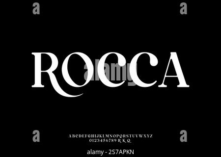 Elegant rounded serif alphabet display font vector for branding design Stock Vector