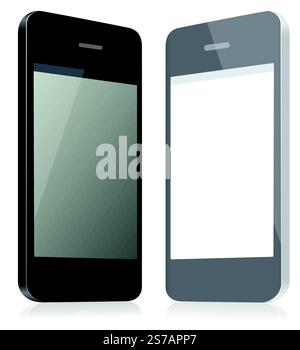 Pair of models smartphones. Black and gray. Illustration of empty layouts. Vector Stock Vector