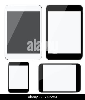 Set of modern digital devices, smartphones, tablets.  Modern digital devices Stock Vector