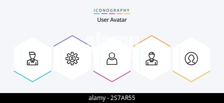 User 25 Line icon pack including user. person. use. man. account Stock Vector