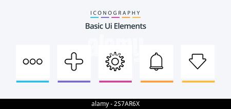 Basic Ui Elements Line 5 Icon Pack Including start. control. login. beginning. sign. Creative Icons Design Stock Vector
