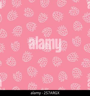 Raspberry pattern. Vector seamless outline print Stock Vector