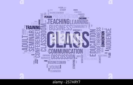 Class word cloud template. Class concept vector tagcloud background. Stock Vector