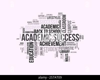 Academic Success word cloud template. Academic Success concept vector tagcloud background. Stock Vector