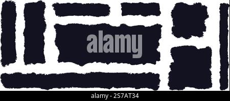 Torn paper pieces set. Texture ripped paper silhouette. Vector shape jagged edges. Shreds of grunge pages Stock Vector