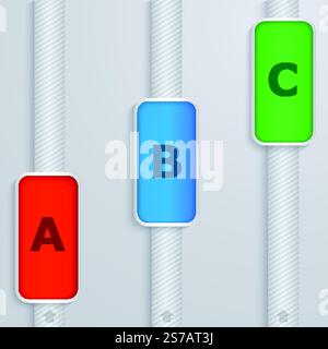 Striped columns with tabs growth. Elements of infographics. Tab you can easily move Stock Vector